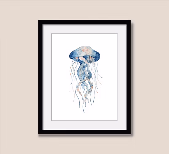 Custom Archival Paper Print Marine Life Wall Art Modern Beautiful Glass Photo Picture Frame Painting