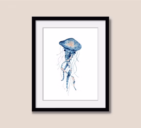 Custom Archival Paper Print Marine Life Wall Art Modern Beautiful Glass Photo Picture Frame Painting