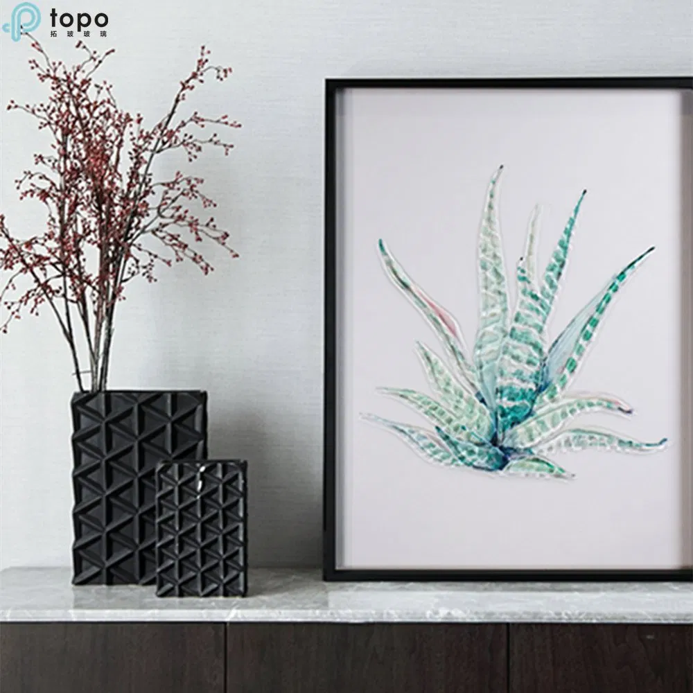 H400mm*300mm Arte decorativo de pared Plantas verdes Pintura de vidrio al óleo en Guangzhou (MR